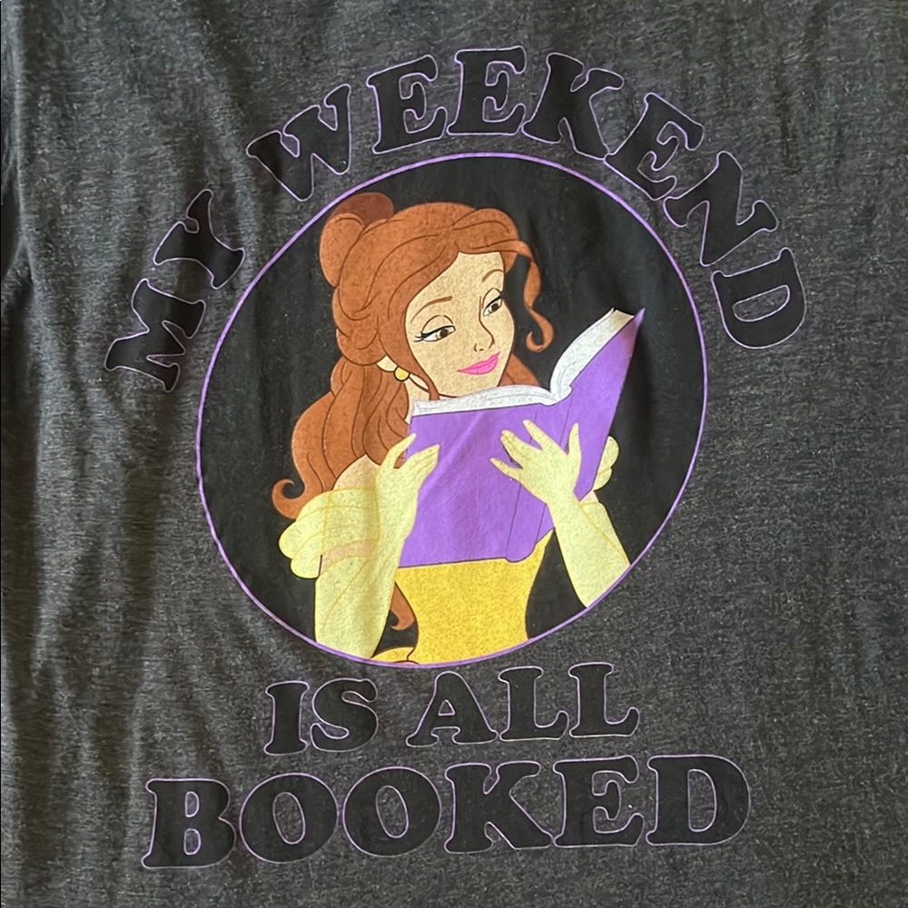 Disney Charcoal Tee with Belle and Lavender Book
